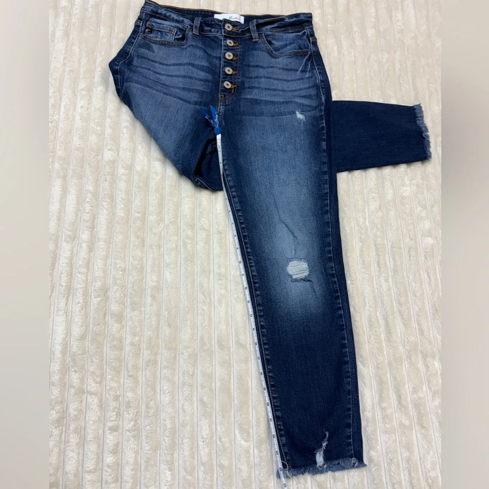 KanCan: Karlee High Rise Ankle Skinny Distressed Blue Jean, Size 28 - Picture 8 of 11